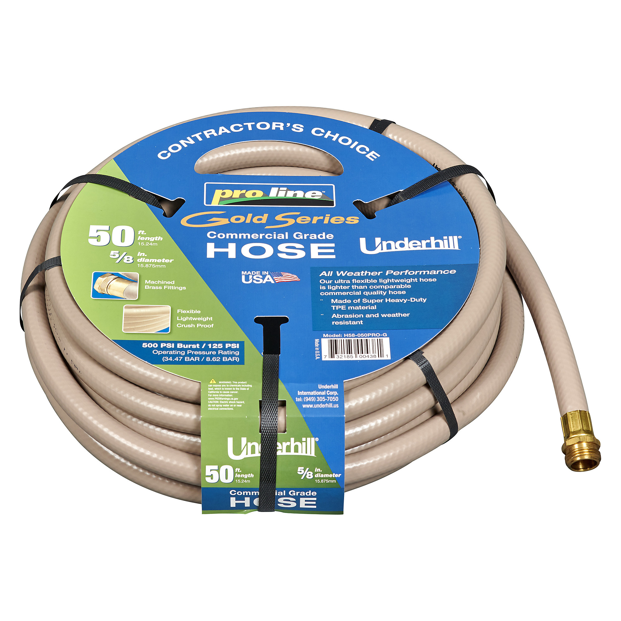 Underhill Gold Hose 5/8"x50' H58-050PRO-G